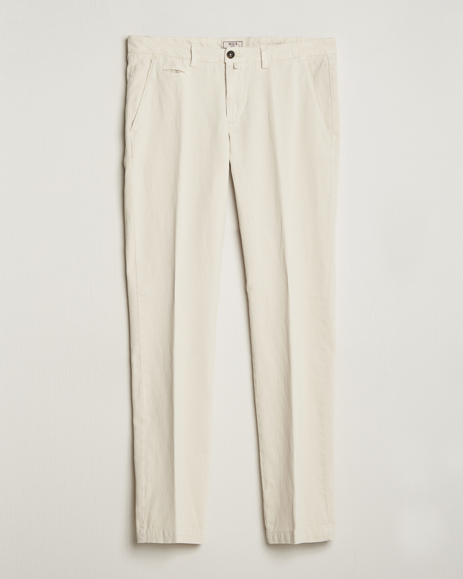 Uomini | Pantaloni | Briglia 1949 | Slim Fit Diagonal Cotton Stretch Trousers Cream
