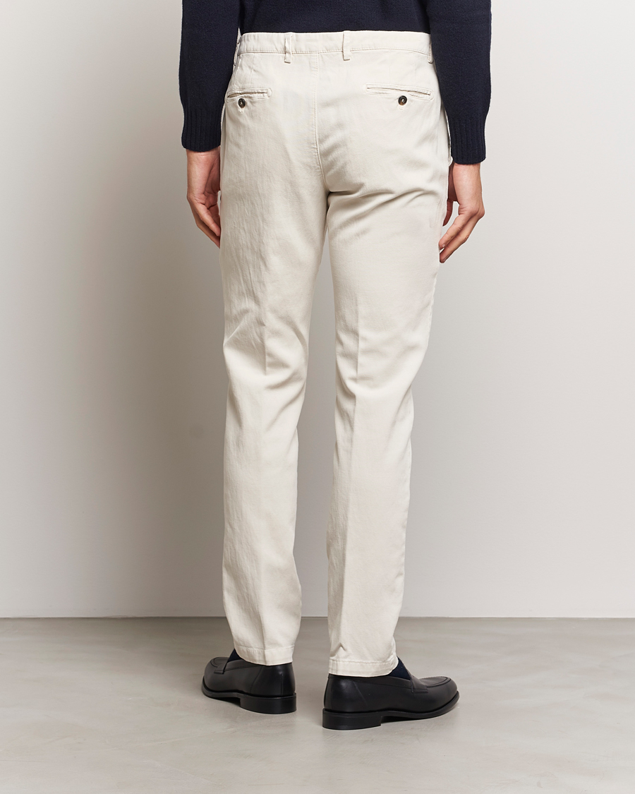 Uomini | Pantaloni | Briglia 1949 | Slim Fit Diagonal Cotton Stretch Trousers Cream