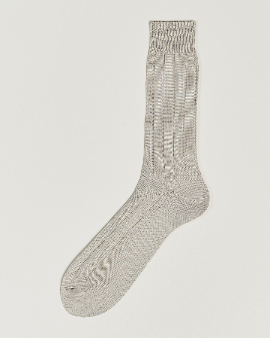 Uomini | Biancheria intima | Bresciani | Wide Ribbed Cotton Socks Off White