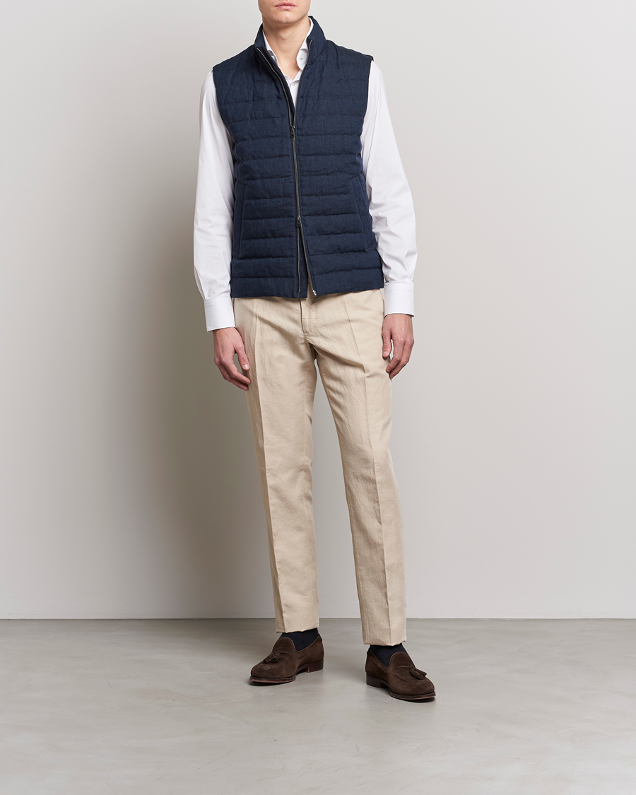Uomini | Gilet | Herno | Padded Linen Vest Navy