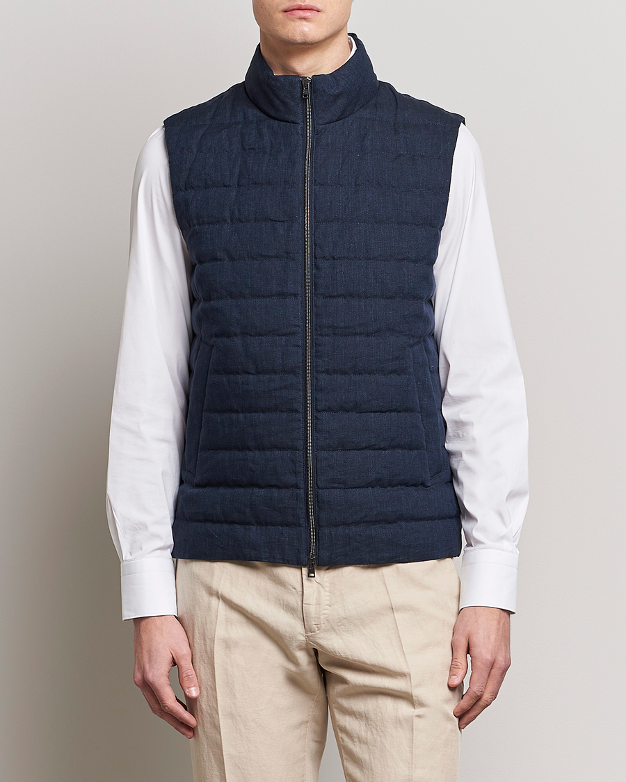Uomini | Gilet | Herno | Padded Linen Vest Navy