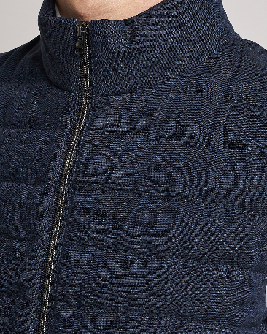 Uomini | Gilet | Herno | Padded Linen Vest Navy