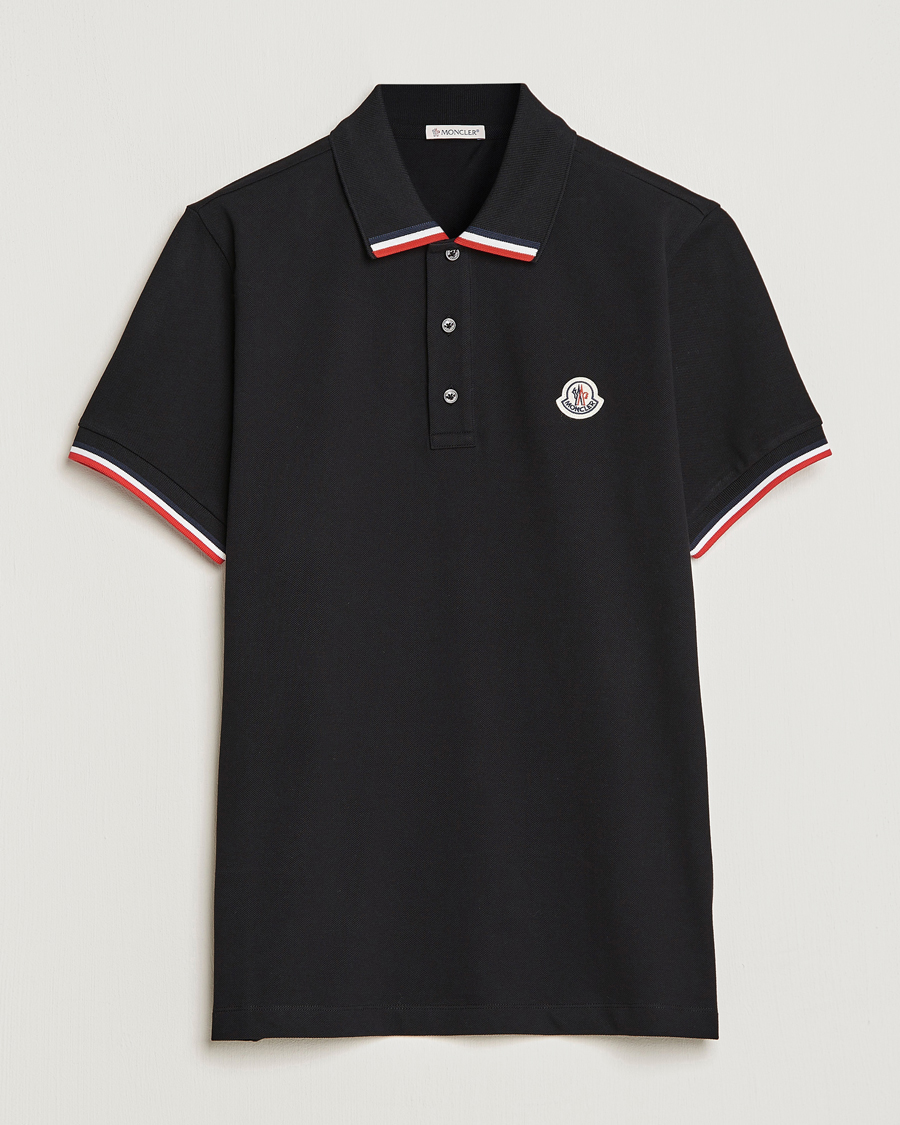 Uomini | Polo | Moncler | Tricolor Rib Polo  Black