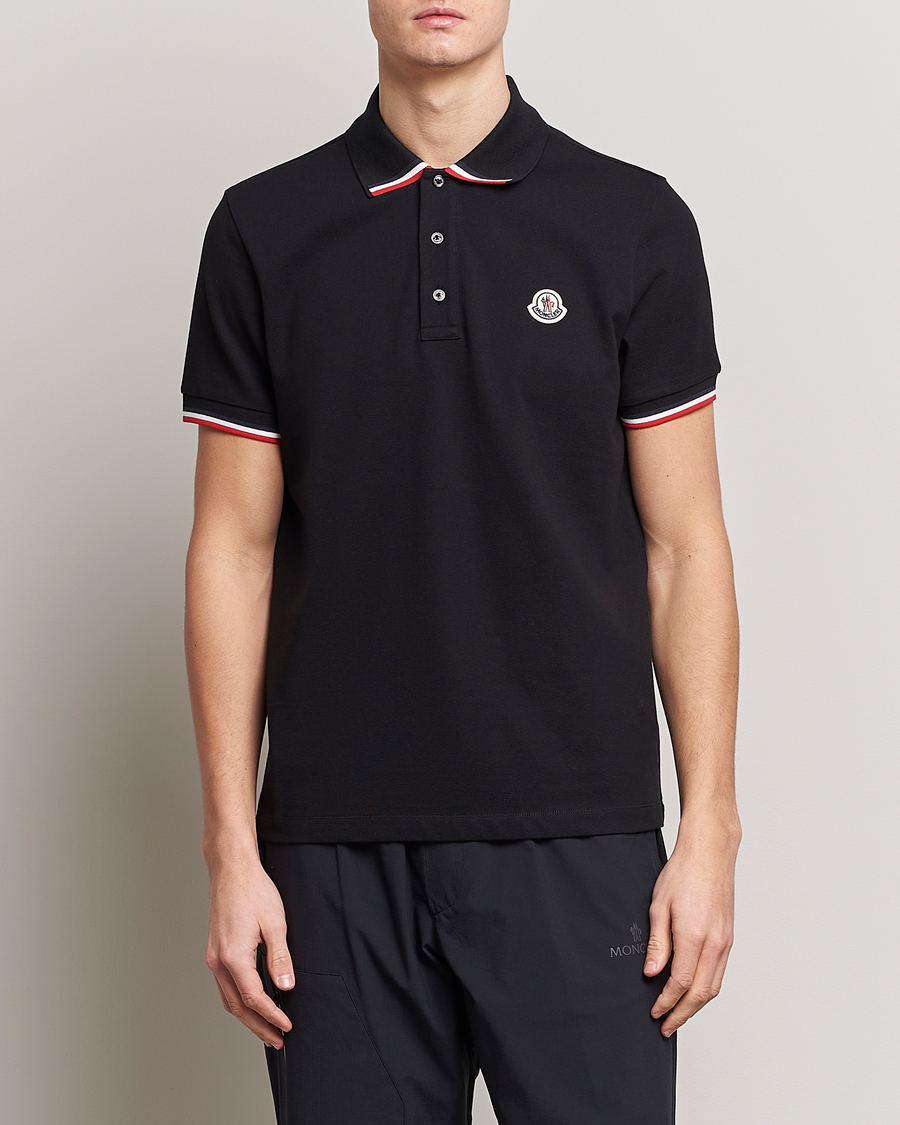 Uomini | Polo | Moncler | Tricolor Rib Polo  Black