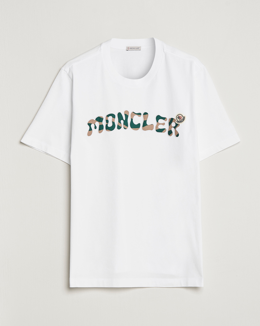 Uomini | T-shirt | Moncler | Camouflage Lettering T-Shirt White