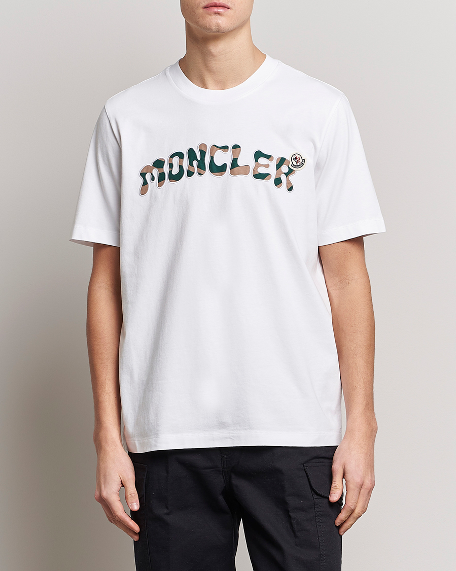 Uomini | T-shirt | Moncler | Camouflage Lettering T-Shirt White