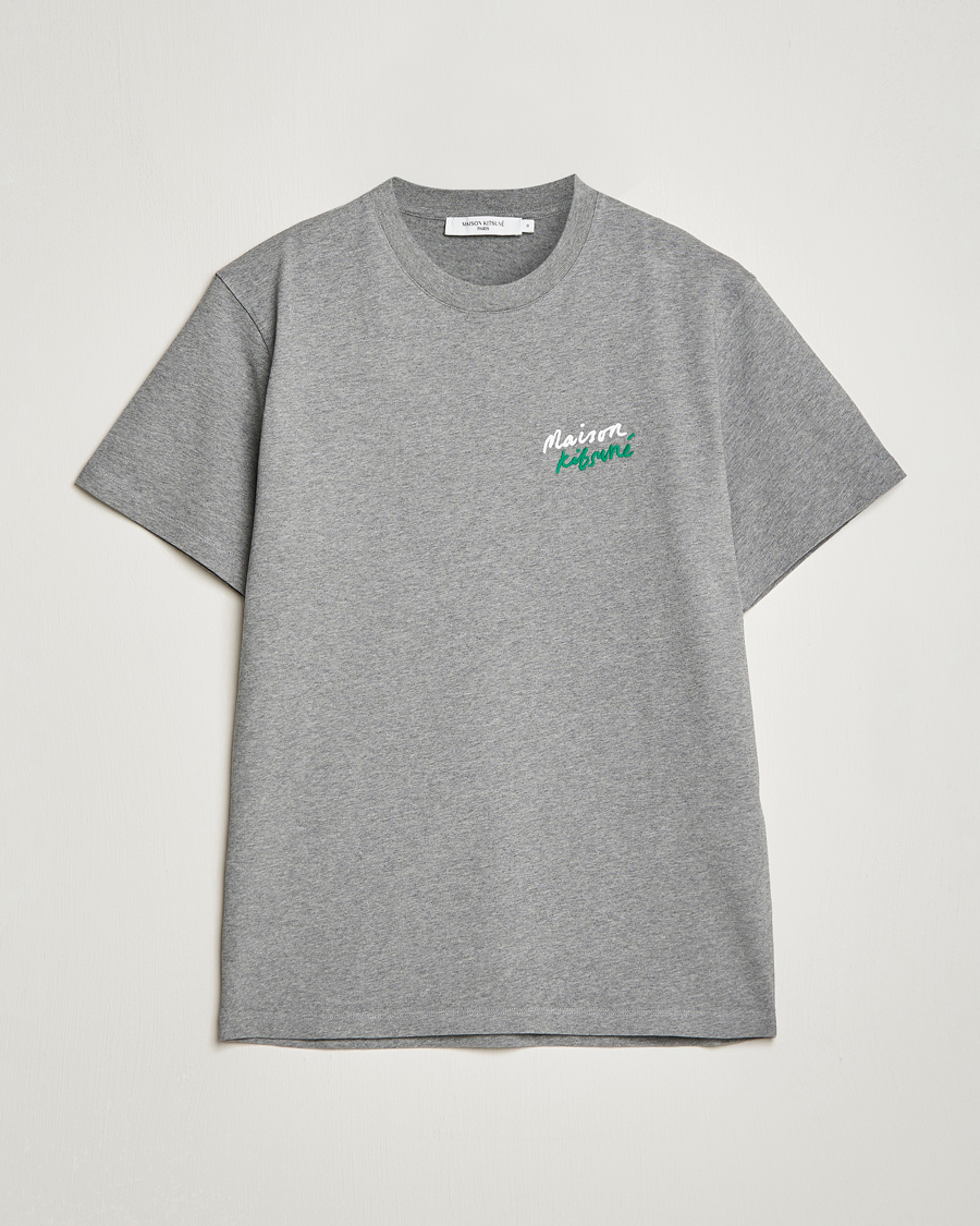 Uomini | T-shirt | Maison Kitsuné | Mini Handwriting Tee Grey Melange