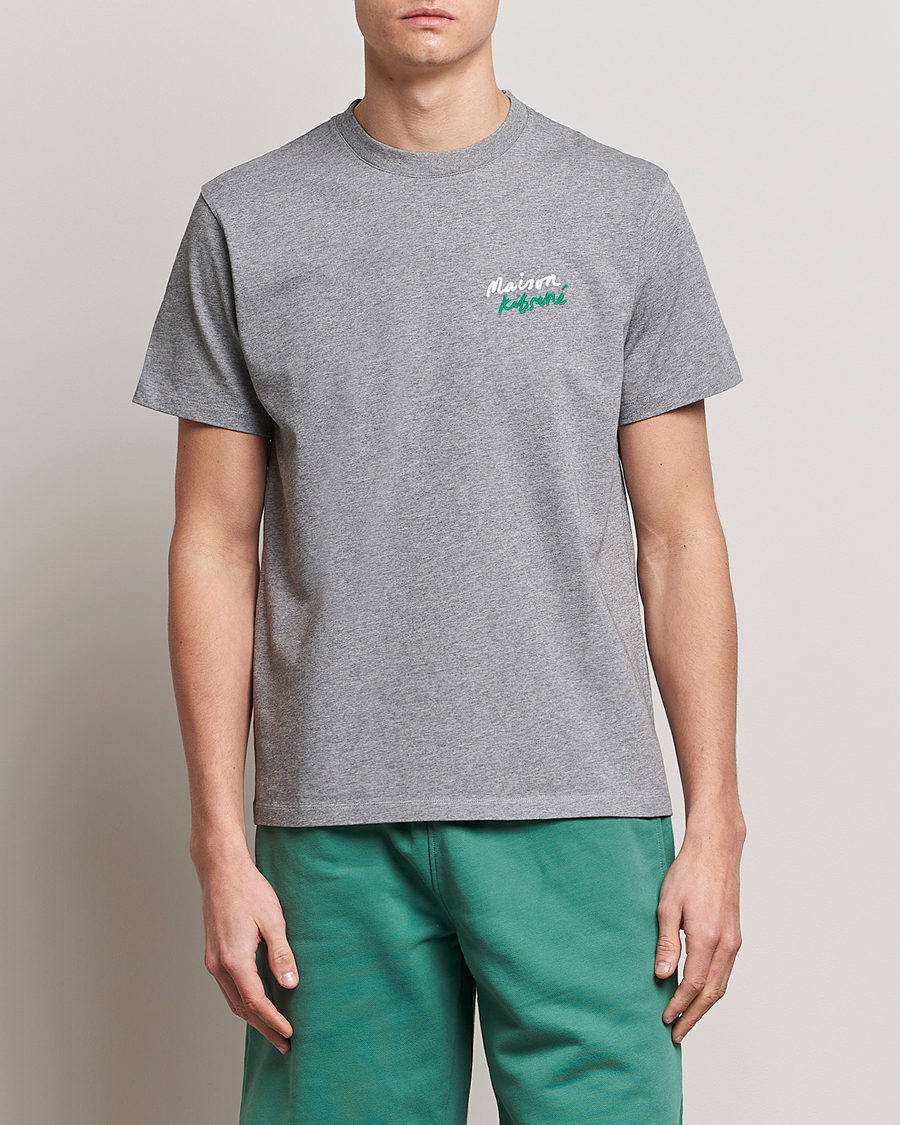 Uomini | T-shirt | Maison Kitsuné | Mini Handwriting Tee Grey Melange