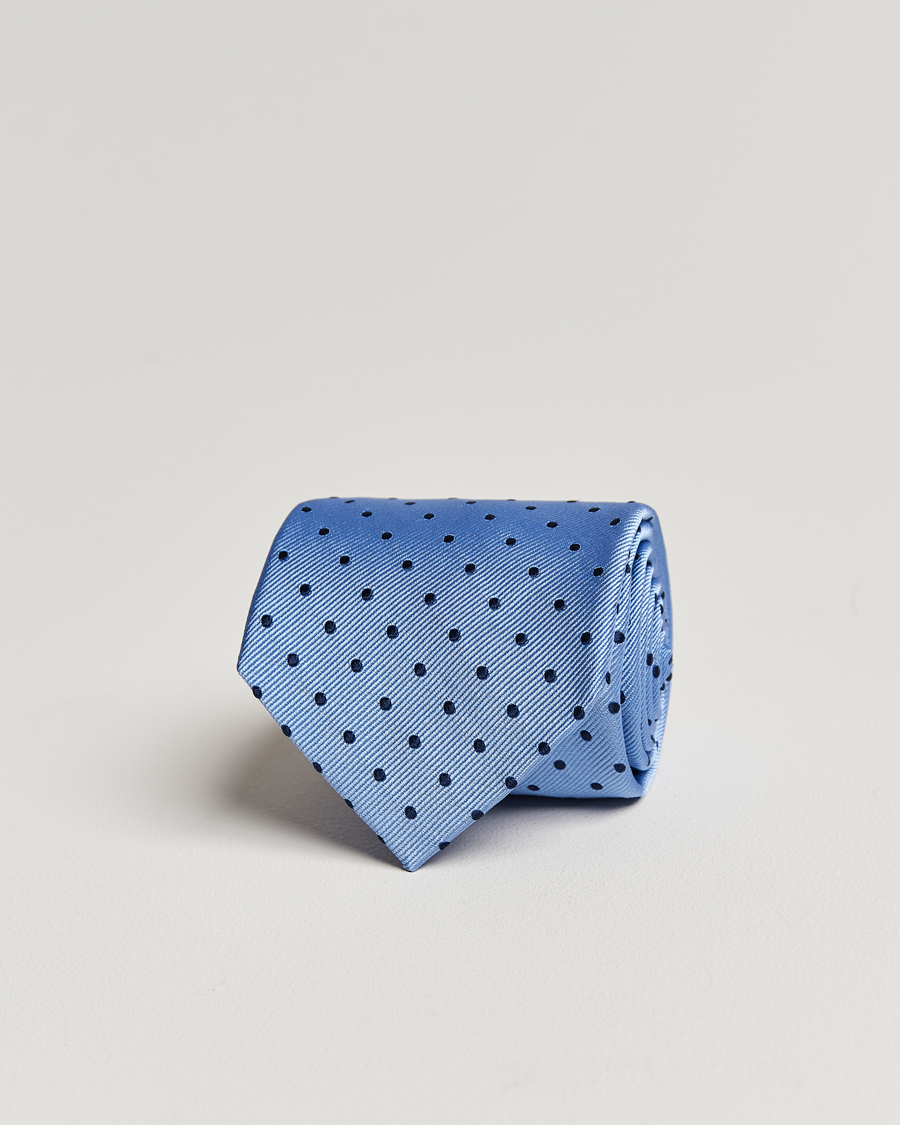 Uomini | Cravatte | Amanda Christensen | Dot Classic Tie 8 cm Sky Blue/Navy