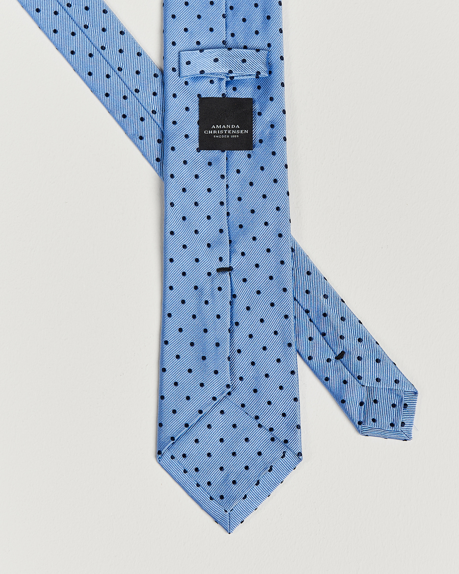 Uomini | Cravatte | Amanda Christensen | Dot Classic Tie 8 cm Sky Blue/Navy