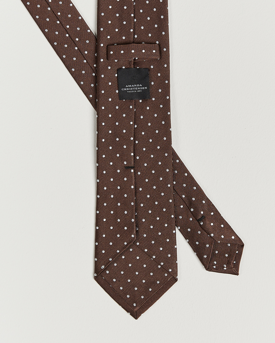 Uomini | Cravatte | Amanda Christensen | Dot Classic Tie 8 cm Brown/White
