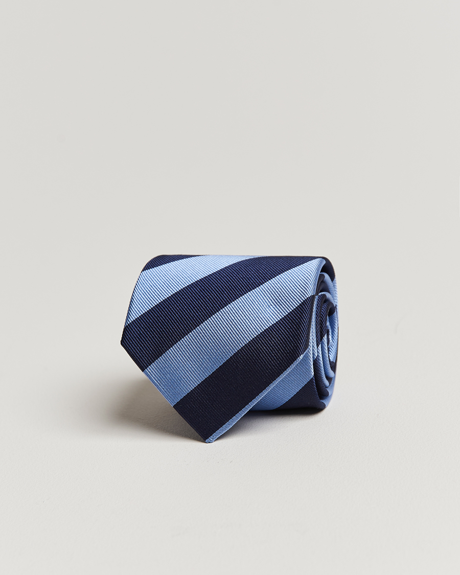 Uomini | Cravatte | Amanda Christensen | Regemental Stripe Classic Tie 8 cm Sky Blue/Navy