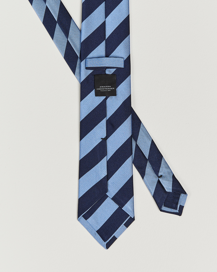 Uomini | Cravatte | Amanda Christensen | Regemental Stripe Classic Tie 8 cm Sky Blue/Navy