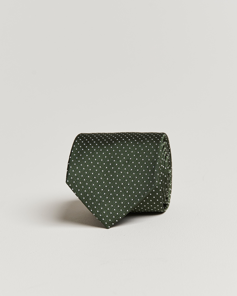 Uomini | Amanda Christensen Micro Dot Classic Tie 8 cm Olive/White | Amanda Christensen | Micro Dot Classic Tie 8 cm Olive/White