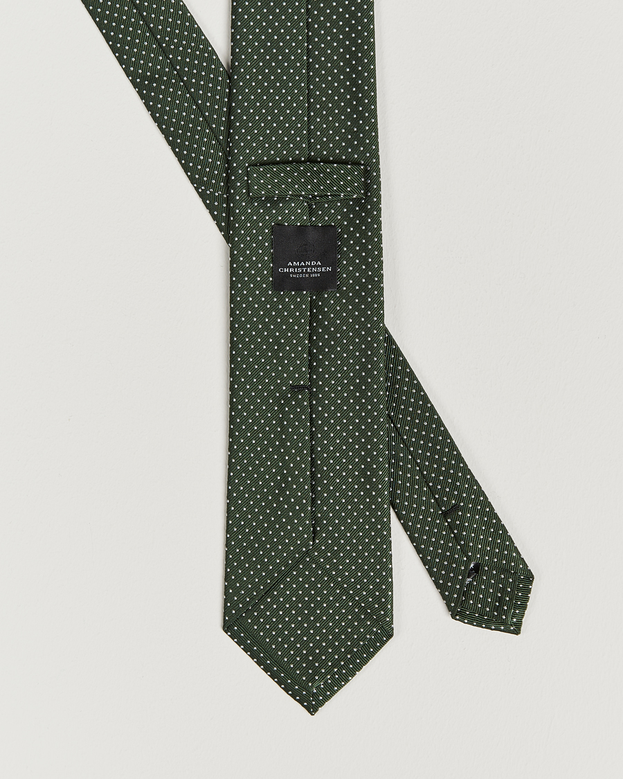 Uomini | Amanda Christensen Micro Dot Classic Tie 8 cm Olive/White | Amanda Christensen | Micro Dot Classic Tie 8 cm Olive/White