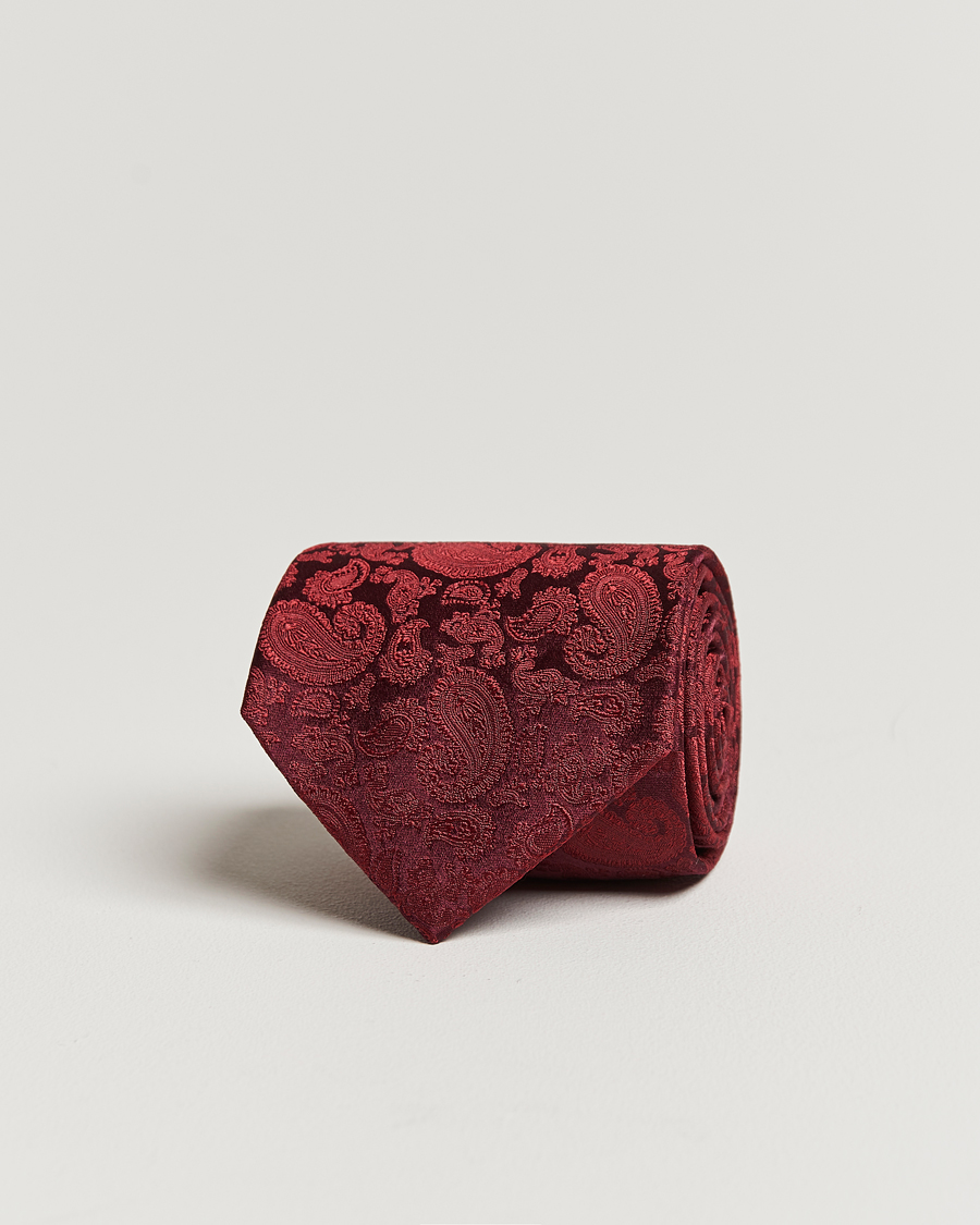 Uomini | Cravatte | Amanda Christensen | Silk Tonal Paisley Tie 8 cm Wine