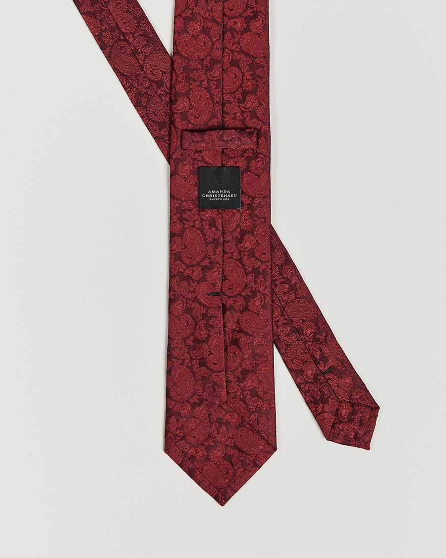 Uomini | Cravatte | Amanda Christensen | Silk Tonal Paisley Tie 8 cm Wine