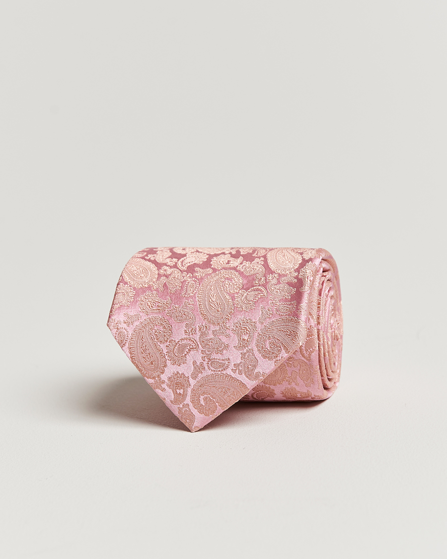 Uomini | Cravatte | Amanda Christensen | Silk Tonal Paisley Tie 8 cm Powder Pink