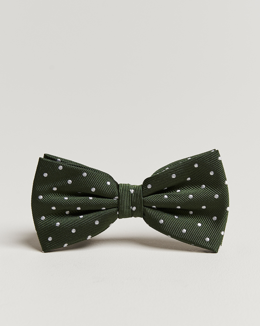 Uomini | Amanda Christensen Dot Pre Tie Silk Olive/White | Amanda Christensen | Dot Pre Tie Silk Olive/White