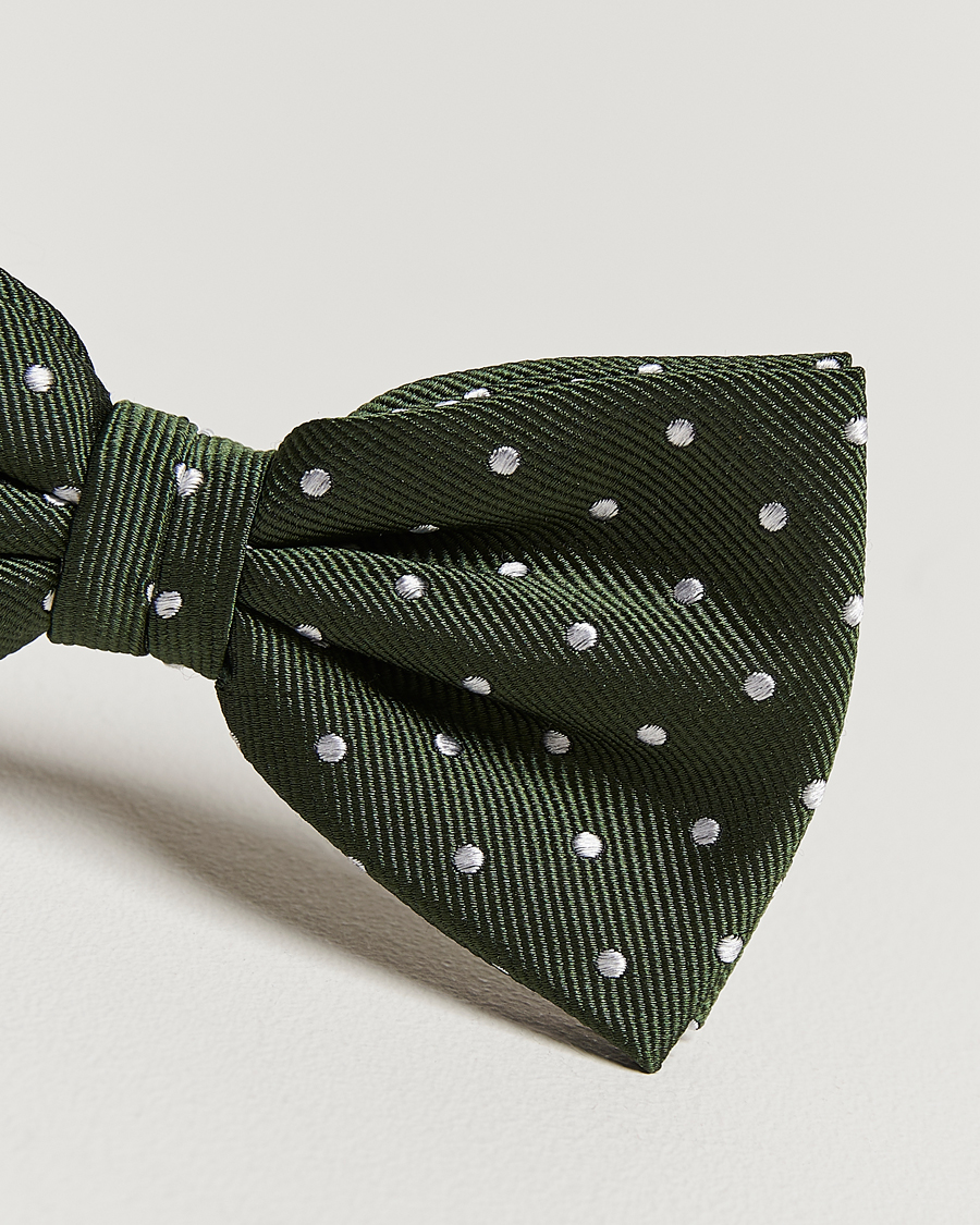 Uomini | Amanda Christensen Dot Pre Tie Silk Olive/White | Amanda Christensen | Dot Pre Tie Silk Olive/White