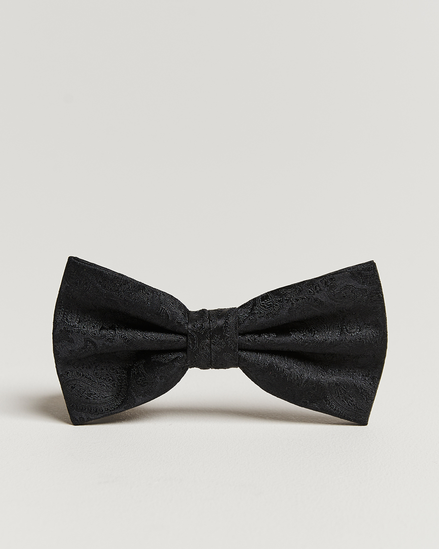 Uomini | Amanda Christensen Tonal Paisley Pre Tie Silk Black | Amanda Christensen | Tonal Paisley Pre Tie Silk Black