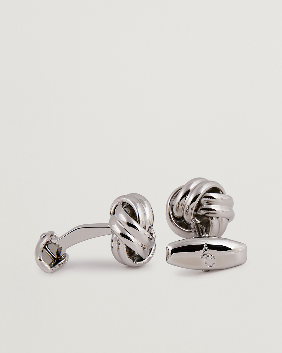 Uomini | Gemelli | Amanda Christensen | Knot Cufflink & Shirt Studs Set Silver