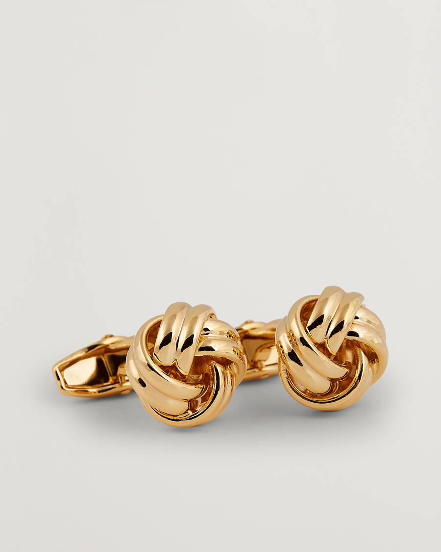Uomini | Gemelli | Amanda Christensen | Knot Cufflink & Shirt Studs Set Gold