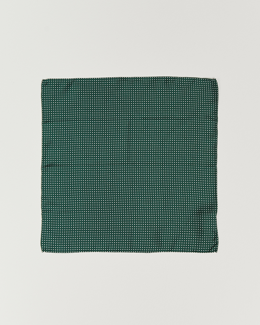 Uomini | Fazzoletti da taschino | Amanda Christensen | Handkerchief Dot Silk Bottle Green