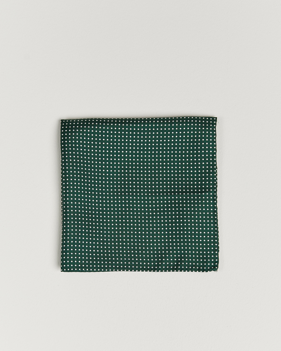 Uomini | Fazzoletti da taschino | Amanda Christensen | Handkerchief Dot Silk Bottle Green