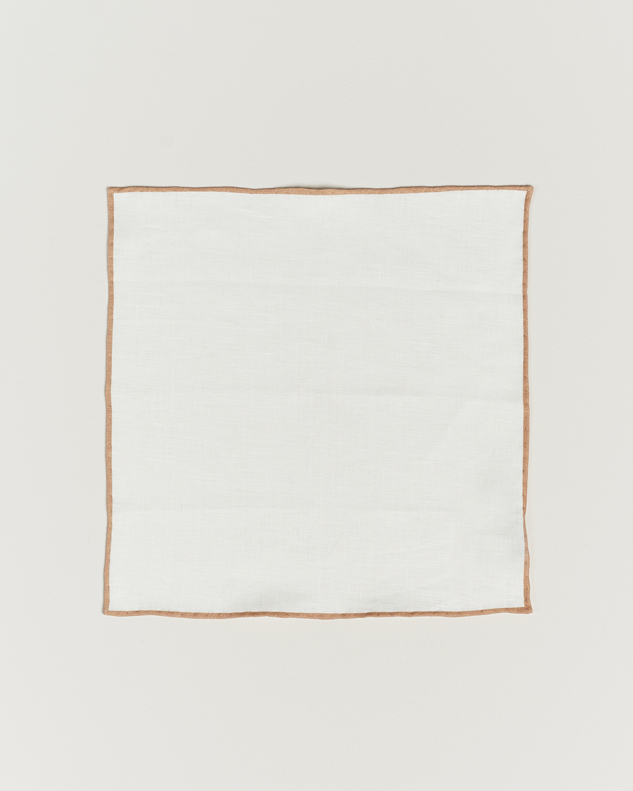 Uomini | Fazzoletti da taschino | Amanda Christensen | Linen Paspoal Pocket Square Sand/White