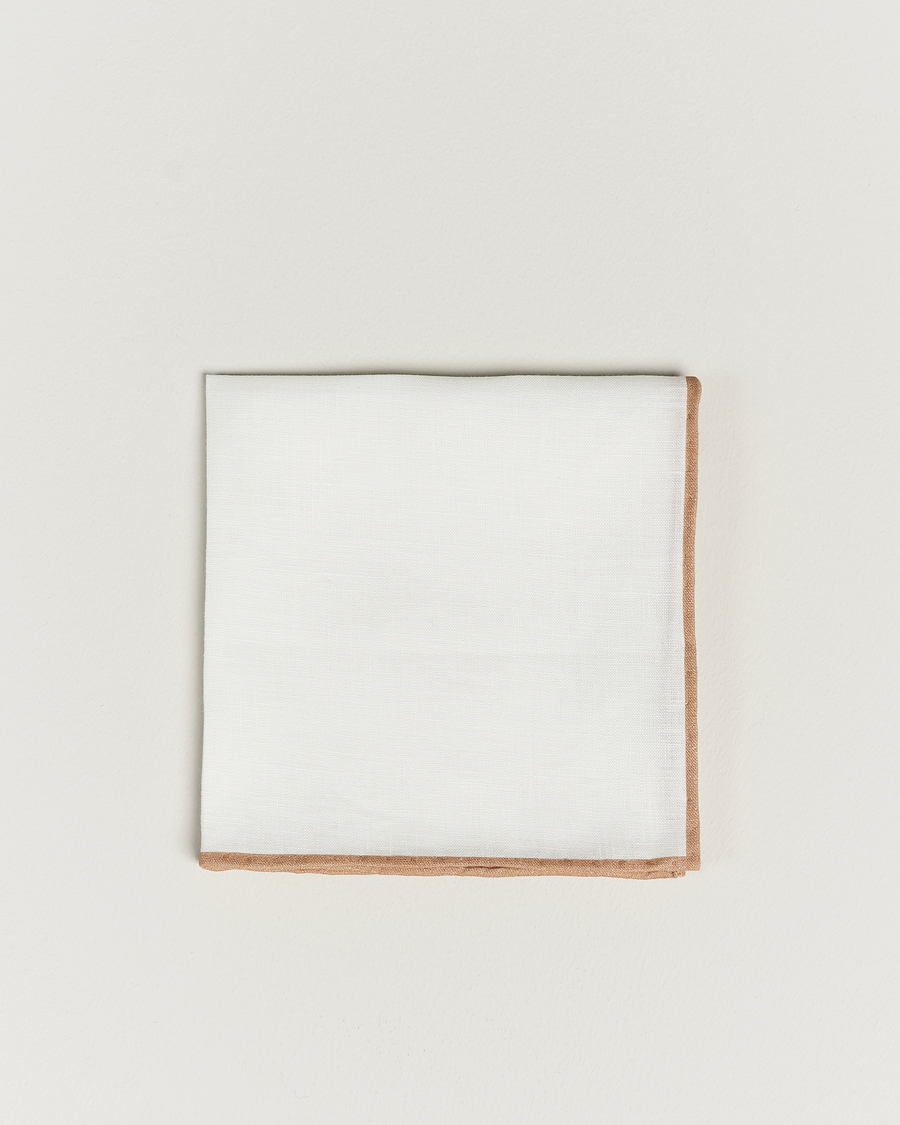 Uomini | Fazzoletti da taschino | Amanda Christensen | Linen Paspoal Pocket Square Sand/White