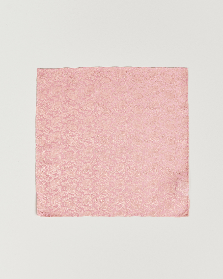 Uomini | Amanda Christensen Tonal Paisley Silk Pocket Square Powder Pink | Amanda Christensen | Tonal Paisley Silk Pocket Square Powder Pink