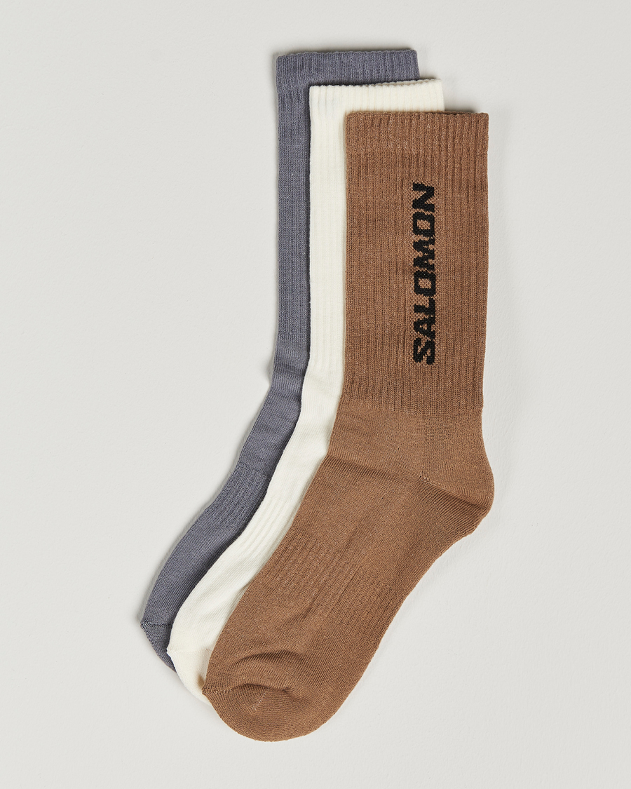 Uomini | Biancheria intima | Salomon | Everyday Crew 3-Pack Socks Grey/White/Beige