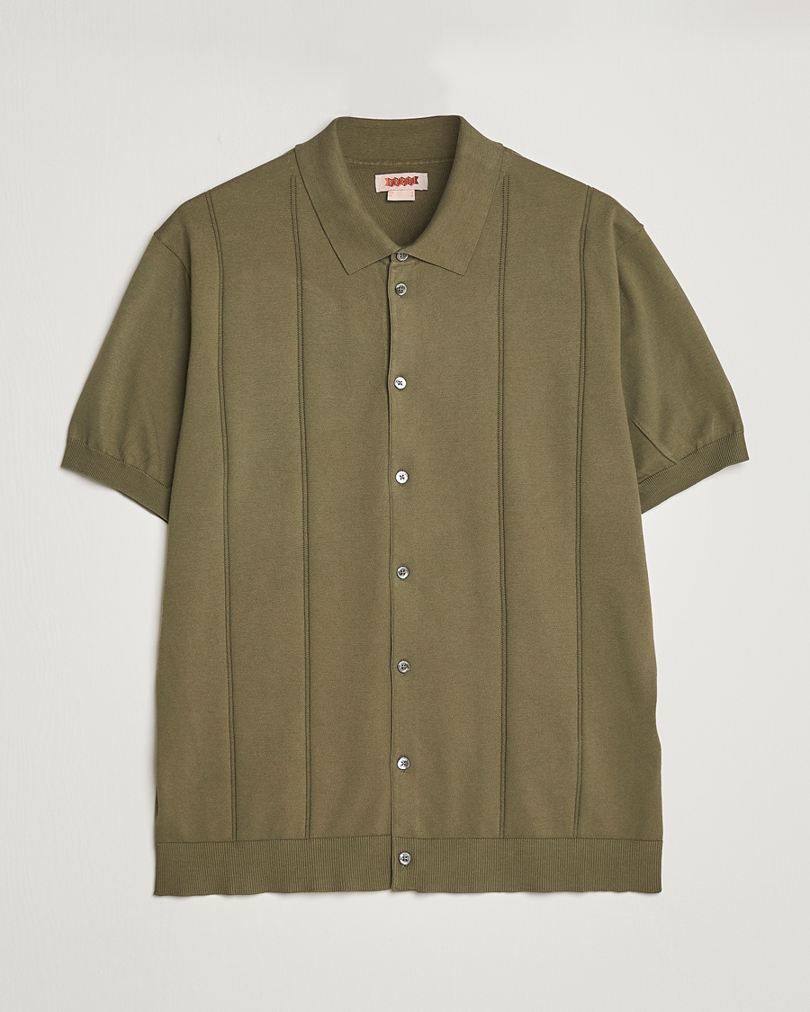 Uomini | Polo | Baracuta | Horatio Cotton Garment Dyed Knitted Polo Shirt Olive