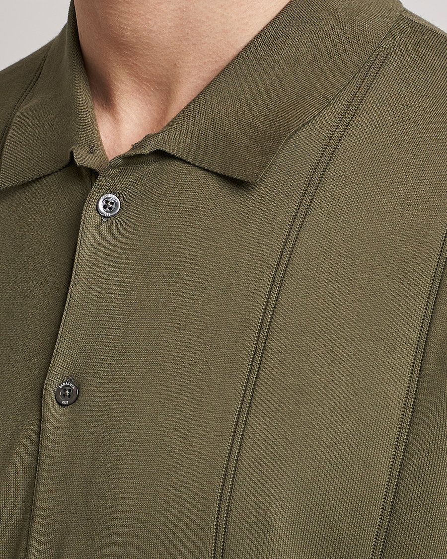 Uomini | Polo | Baracuta | Horatio Cotton Garment Dyed Knitted Polo Shirt Olive