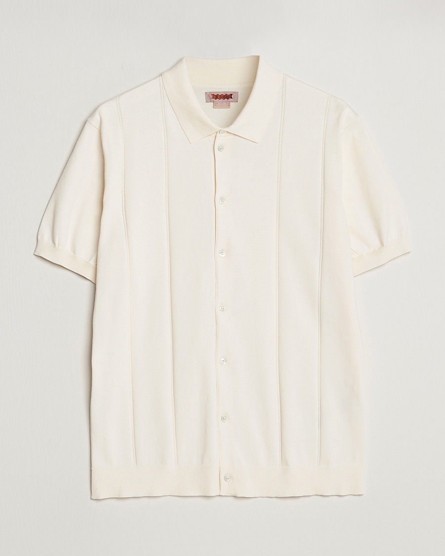 Uomini | Polo | Baracuta | Horatio Cotton Garment Dyed Knitted Polo Shirt Ivory
