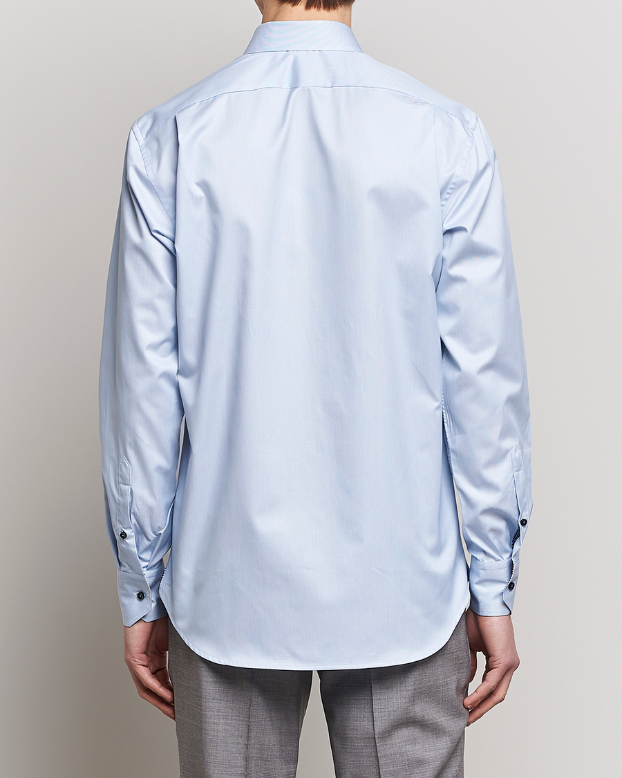 Uomini | Camicie | Stenströms | Fitted Body Contrast Cotton Shirt White/Blue