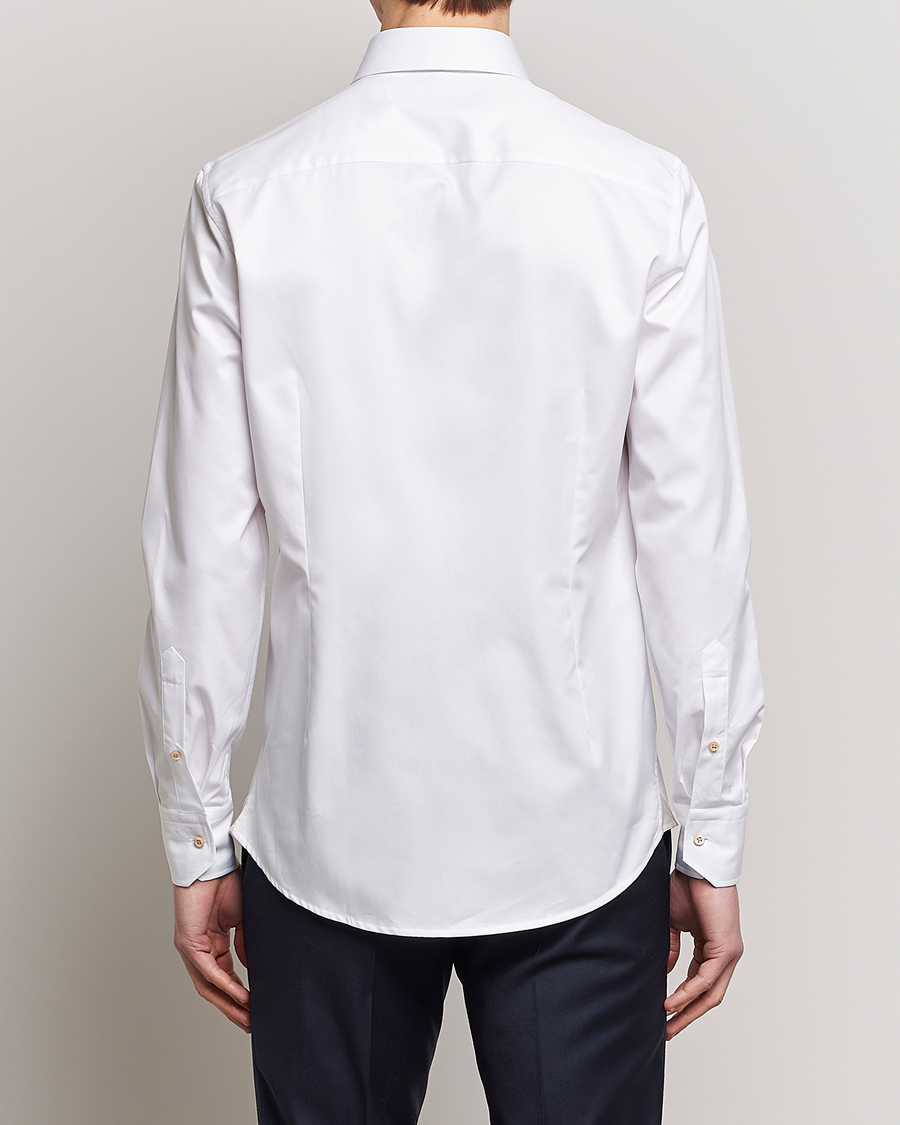 Uomini | Camicie | Stenströms | Fitted Body Contrast Cotton Shirt White