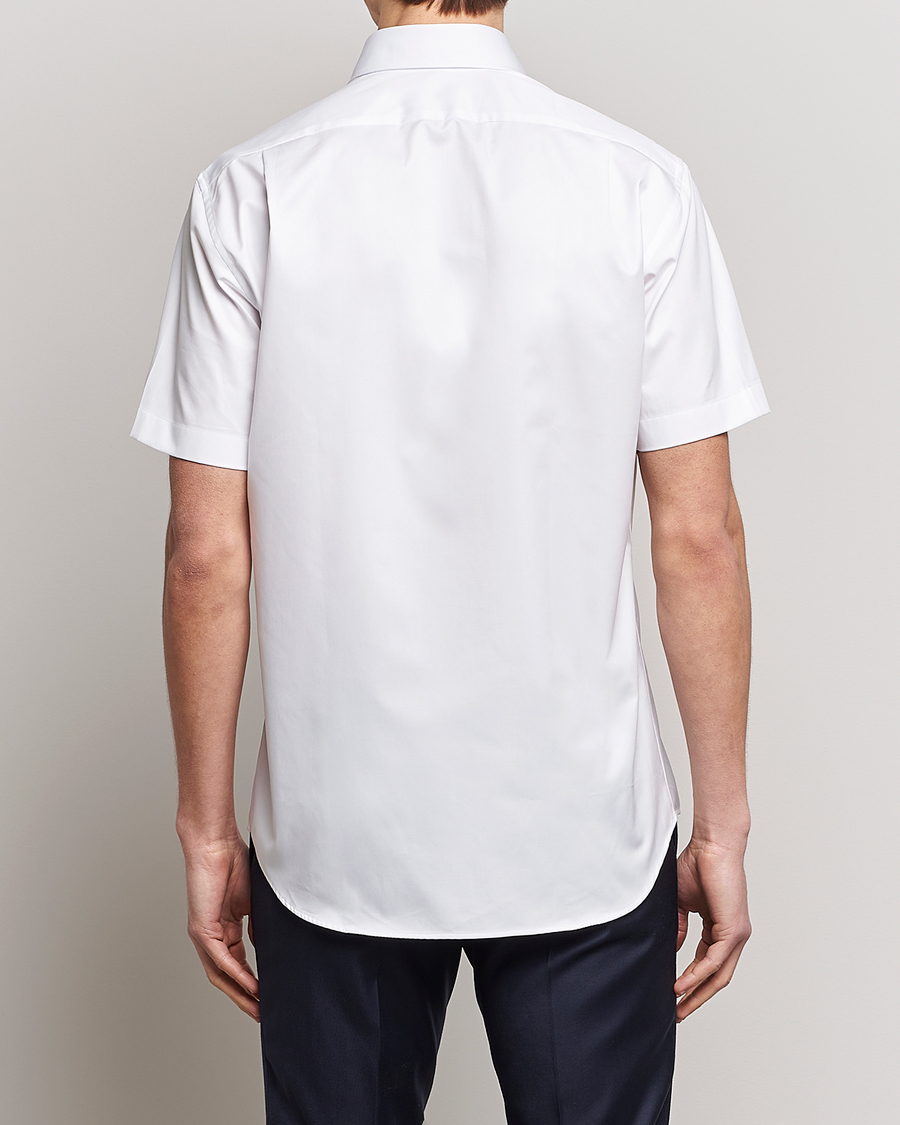 Uomini | Camicie | Stenströms | Fitted Body Short Sleeve Twill Shirt White