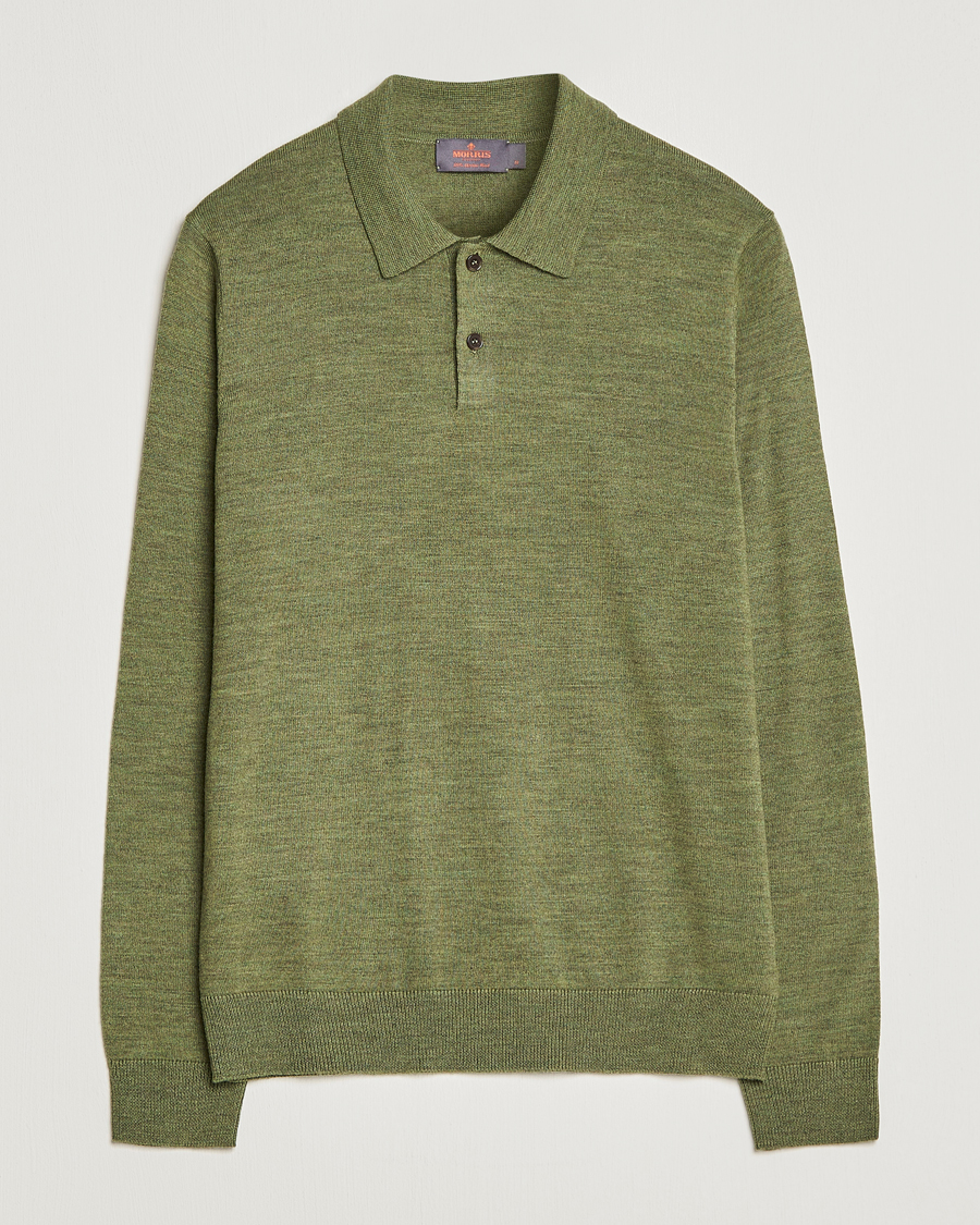 Uomini | Maglieria | Morris | Merino Knitted Polo Olive