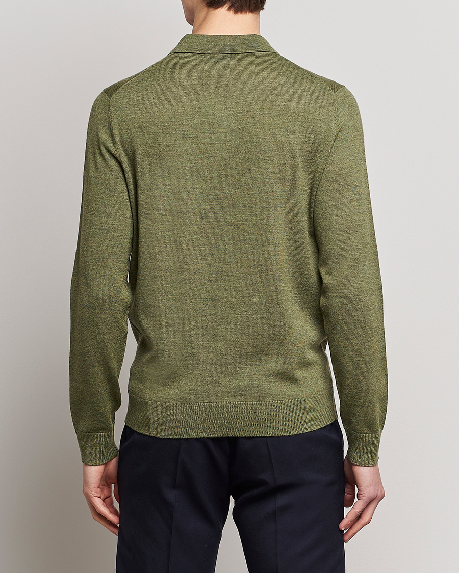 Uomini | Maglieria | Morris | Merino Knitted Polo Olive
