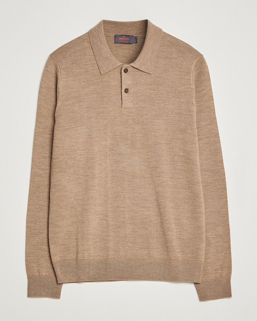 Uomini | Maglieria | Morris | Merino Knitted Polo Khaki