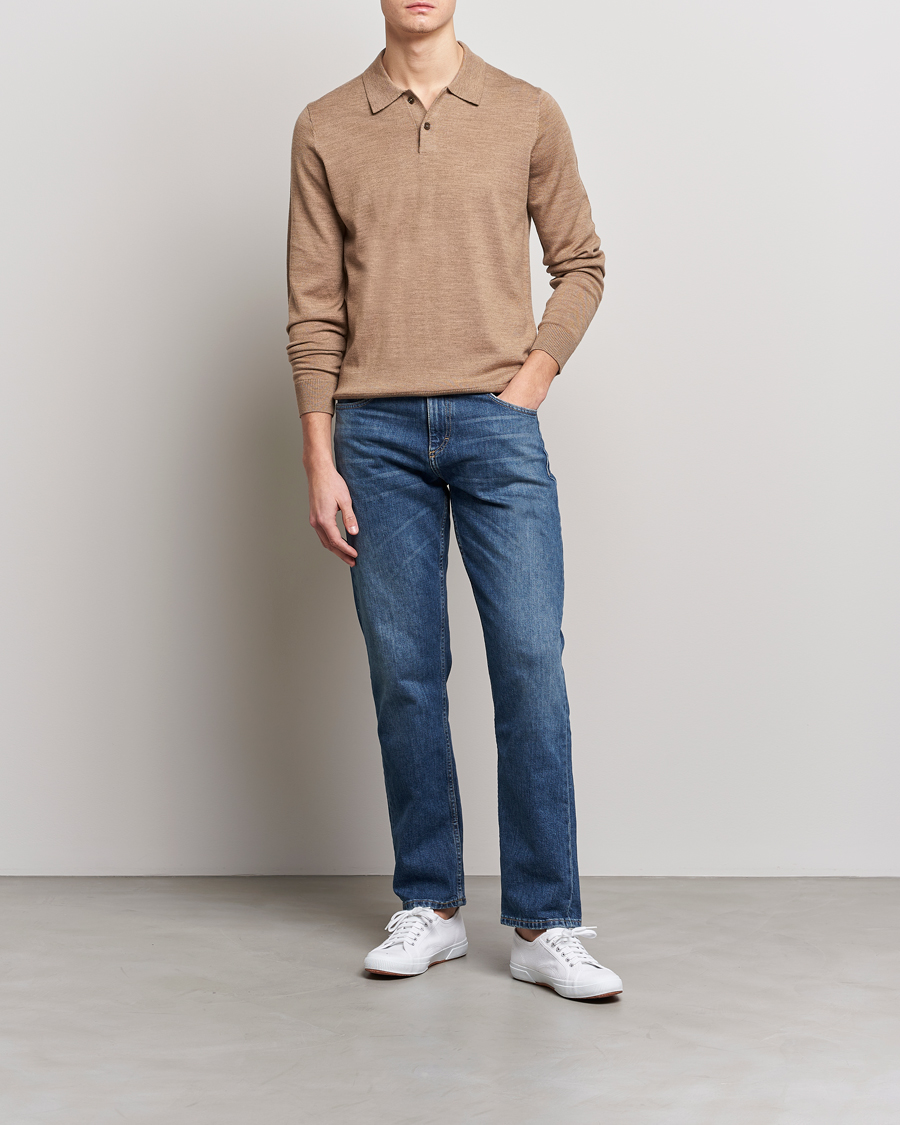 Uomini | Maglieria | Morris | Merino Knitted Polo Khaki