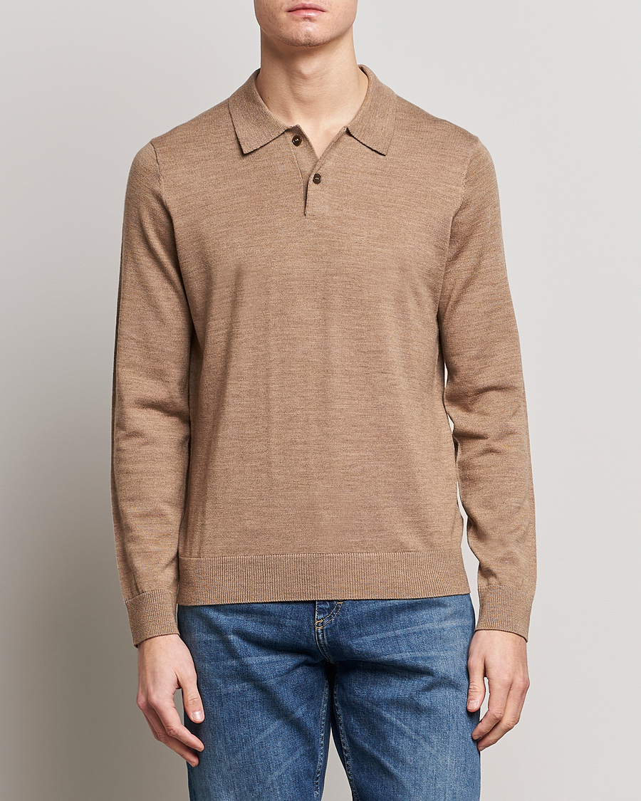 Uomini | Maglieria | Morris | Merino Knitted Polo Khaki