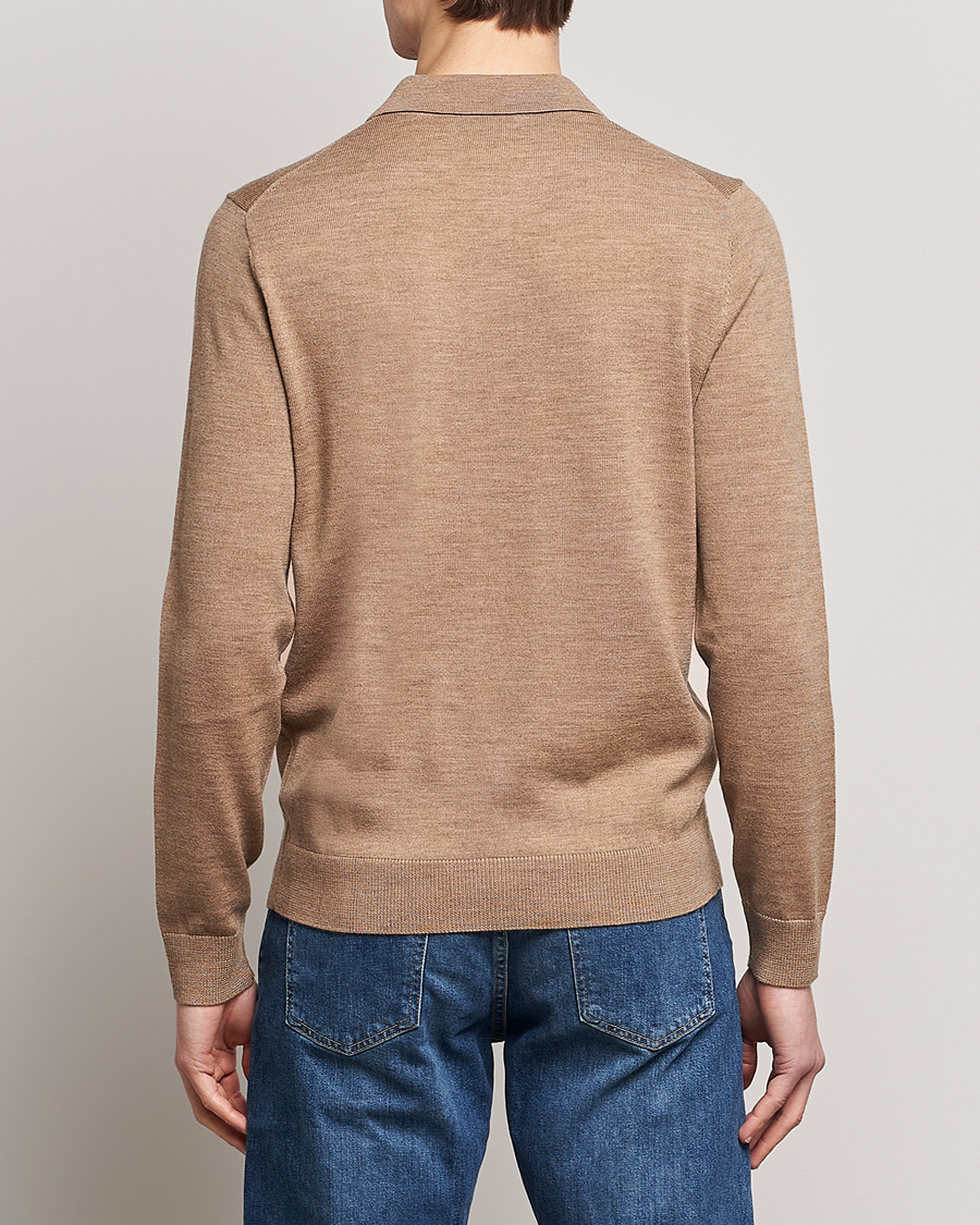 Uomini | Maglieria | Morris | Merino Knitted Polo Khaki