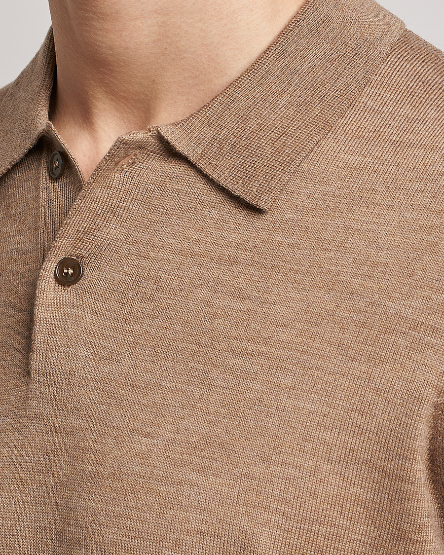 Uomini | Maglieria | Morris | Merino Knitted Polo Khaki