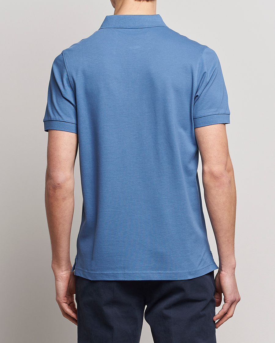 Uomini | Polo | Sunspel | Short Sleeve Pique Polo Blue Stone