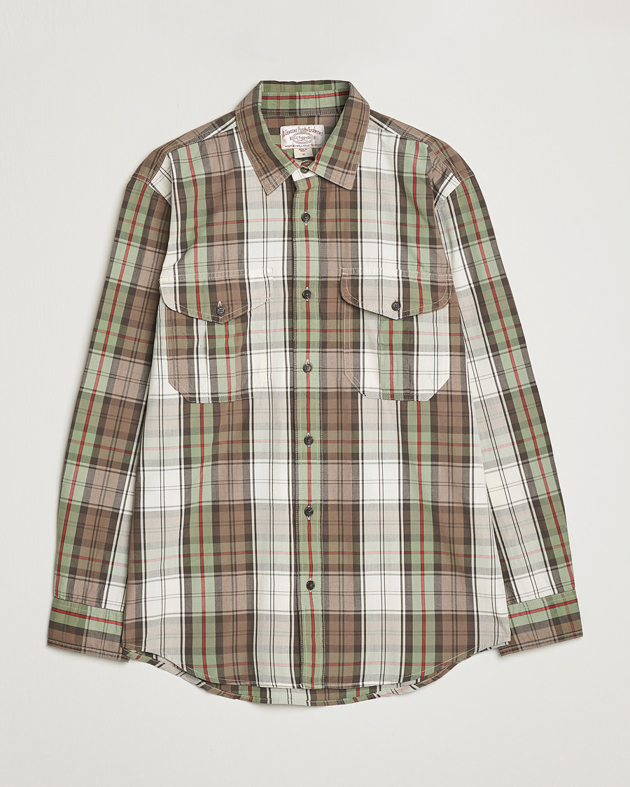 Uomini | Camicie | Filson | Washed Feather Cloth Shirt Sage/Olive Plaid