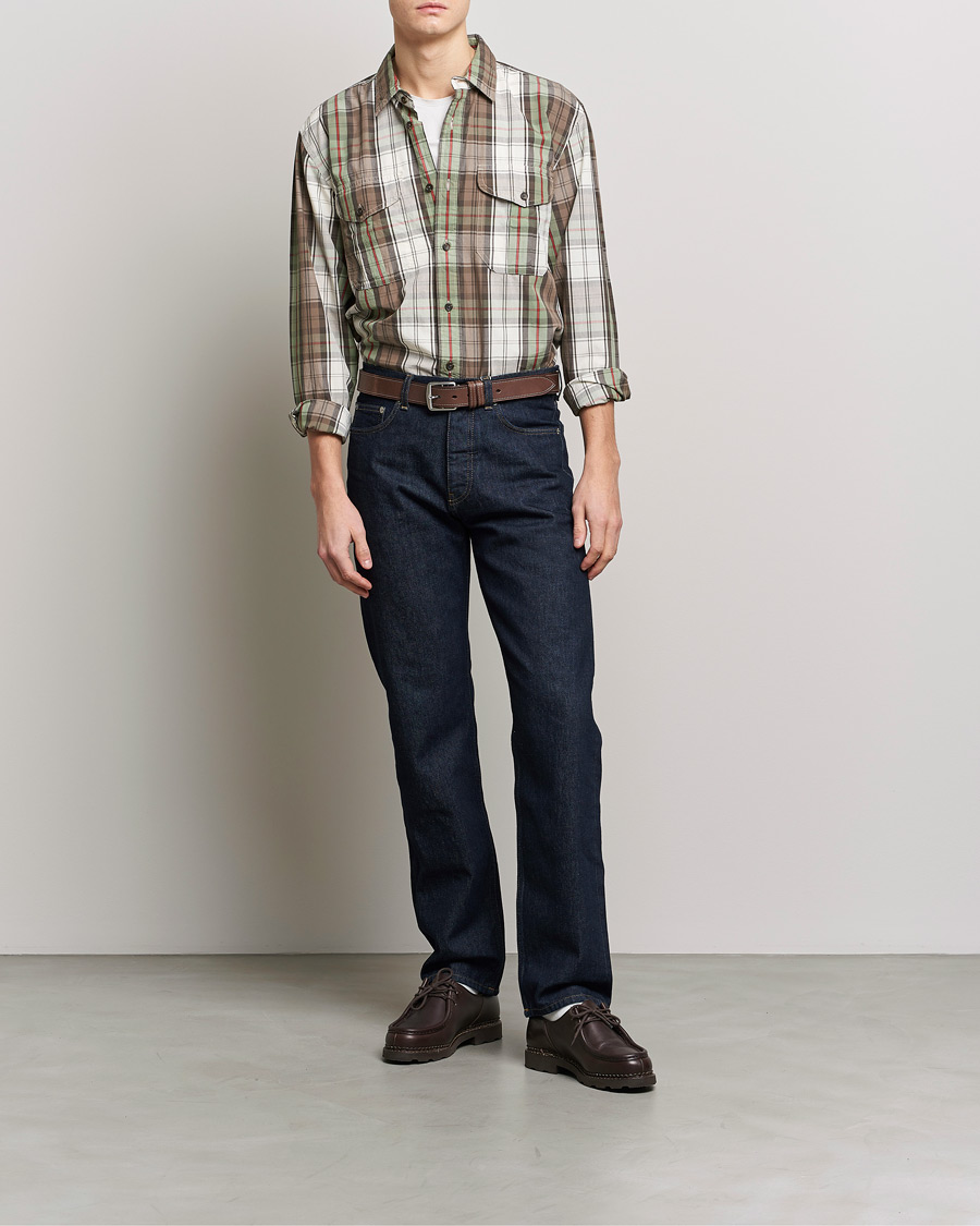 Uomini | Camicie | Filson | Washed Feather Cloth Shirt Sage/Olive Plaid