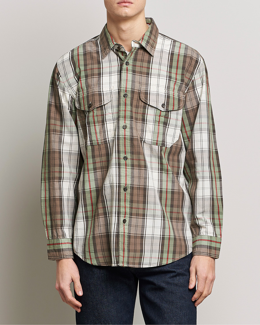 Uomini | Camicie | Filson | Washed Feather Cloth Shirt Sage/Olive Plaid